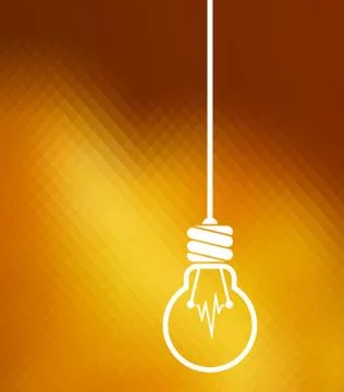 White hanging light bulb on polygonal mosaic background Illustrazione stock