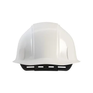 White hard hat from back view isolated on white background, 3d render. White Stock Illustration