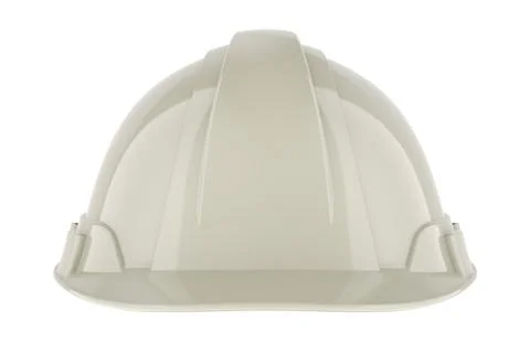 White Hard Hat, front view. 3D rendering Stock Illustration
