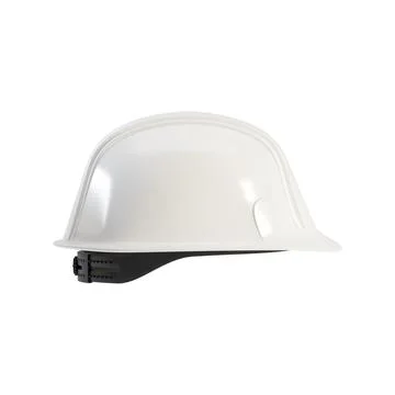 White hard hat from side view isolated on white background, 3d render. White Stock Illustration