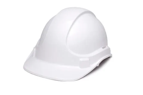 White hardhat 3/4  to camera Stock Photos