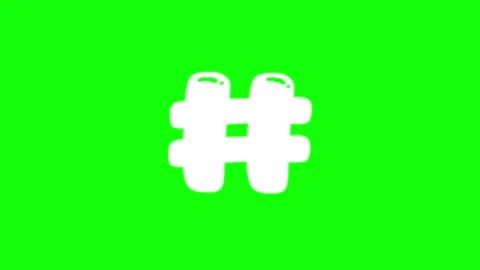 A white hash icon on black background and logo bird green screen animated Stock Footage 346200829