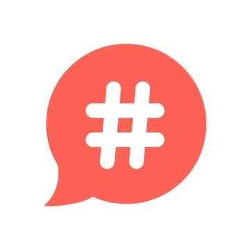 White hashtag icon in red speech bubble Stock Illustration