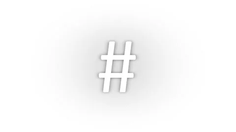 White hashtag icon with shadow isolated on white background. Stock Footage 209120348