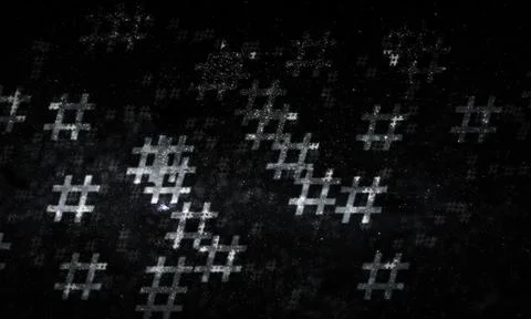 White  hashtag random pattern background. 3d illustration. Stock Illustration