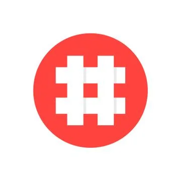 White hashtag in red circle Stock Illustration