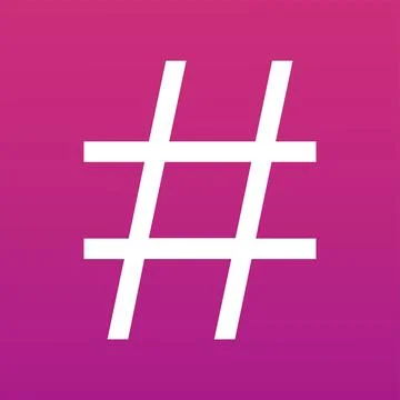 White hashtag symbol is floating in flat style on transparent background Illustrazione stock