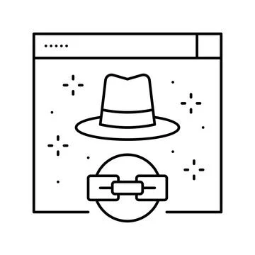 White hat link line icon vector illustration 스톡 일러스트