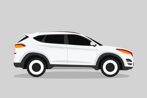 White hatchback car illustration vector Stock Illustration
