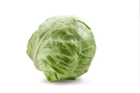 White-headed cabbage isolated on white background. Smooth-leafed vegetable Stock Photos