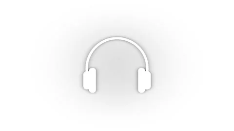 White headphone icon with shadow isolated on white background. Stock Footage 202219653