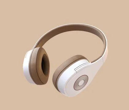White headphone isolated on light brown background Stock Illustration