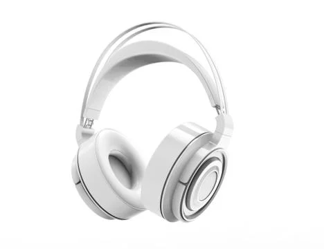 White headphone mockup Stock Photos