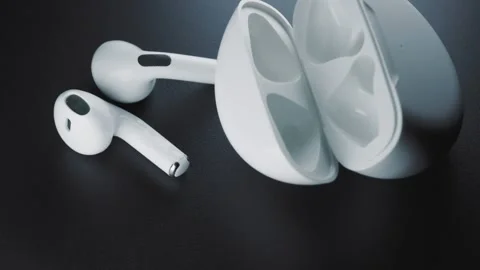 White headphones with storage case Stock Footage 248128350