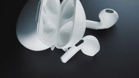 White headphones with storage case Stock Footage 248283075