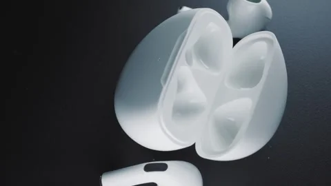 White headphones with storage case Stock Footage 248991917
