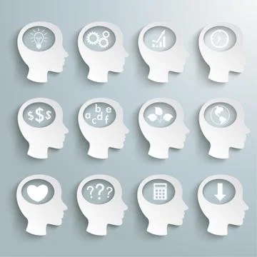 White heads icon set 스톡 일러스트