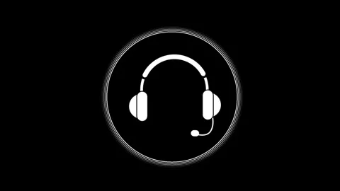A white headset and microphone icon with pulsing circular rings Stock Footage 332855762