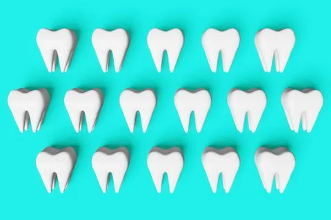 White healthy teeth motion 3D rendering pattern on blue background. National  イラスト素材