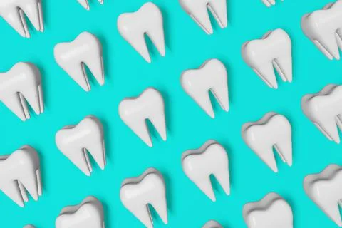 White healthy teeth motion 3D rendering pattern on blue background. National  Stock Illustration