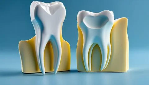 White healthy tooth, different tools for dental care. Dental background, Ge.. Stock Photos
