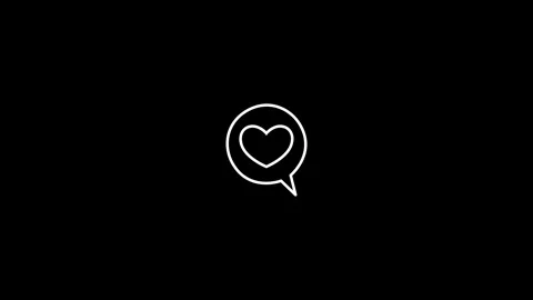 White heart chat bubble notification animation on black background. 4k motion Video stock 342981303
