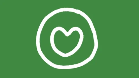 White heart in circle button cartoon graphic with chalk outline romantic love Stock Footage 336295400