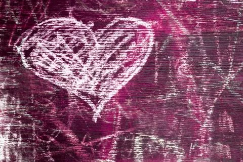 White heart drawn with chalk Stock Illustration