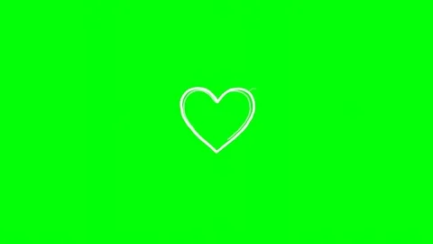 White heart drawn on green screen. Simple, clean design. Stock Footage 345067609