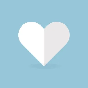 White heart, flat design Stock Illustration