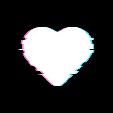 White Heart in Glitch Style. Vector Heart Stock Illustration