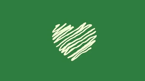 A white heart on green background and with hand drawn fingerprint zebra print Stock Footage 337340732