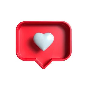 White heart inside of a red pin on a white background. like symbol notification. Stock Illustration