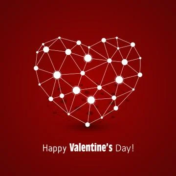 White heart made of connected lines and dots Stock Illustration