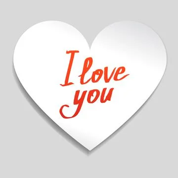 White heart note with text "I love you!". Vector illustration. Stock Illustration