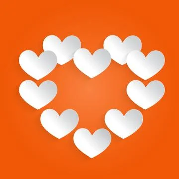 White heart on an orange background. Stock Illustration