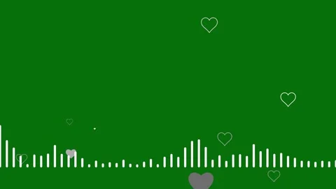 White Heart Particle Audio Spectrum with Pulsing Waves on Green 4K Stock Footage 345929409