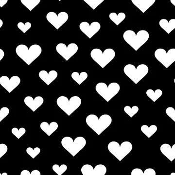 White heart pattern on black background Stock Illustration