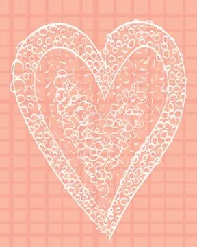 White heart on a pink background squared. vector Stock Illustration