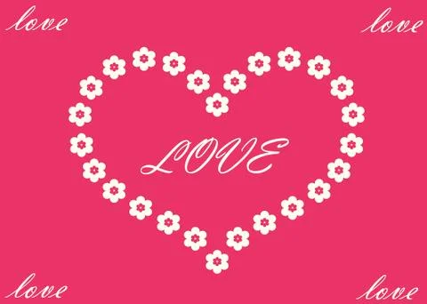 White heart on a pink Stock Illustration