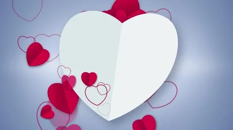 White heart shape card animation with red heart particles Stock Footage 59771628
