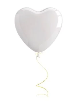 White heart shaped balloon Stock Illustration