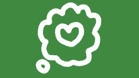 White heart in thought bubble hand-drawn cartoon graphic with chalk outline 스톡 동영상 336400374