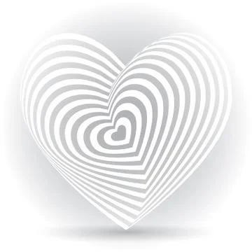White heart on a white background. Optical illusion of 3D three-dimensional v Stock Illustration