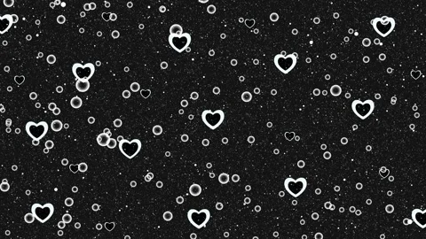 White Hearts, Bubbles flying, Particles White on Black Background Stock Footage 146607114