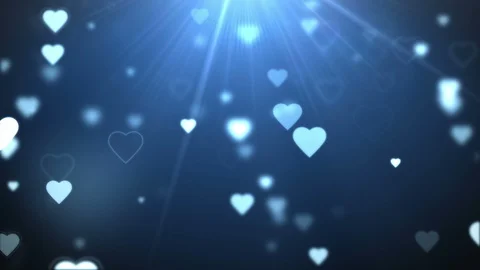 White hearts dropping with blue background Stock Footage
