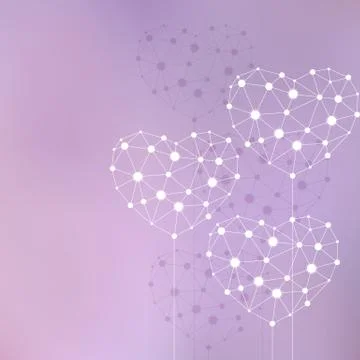 White hearts made of connected lines and dots イラスト素材