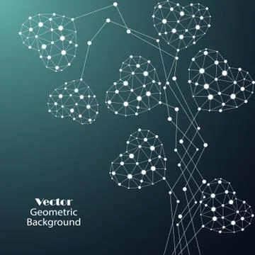 White hearts made of connected lines and dots Stock Illustration