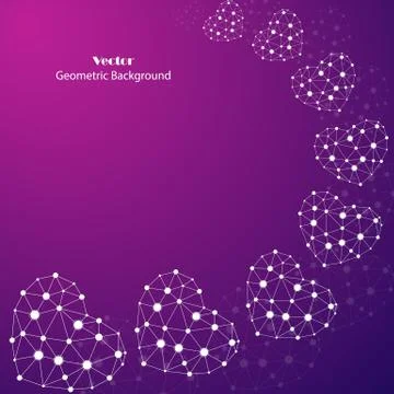 White hearts made of connected lines and dots Stock Illustration