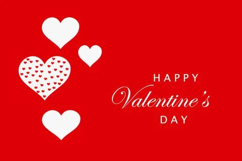 White hearts placed on red surface with Valentine's Day message. Stock Illustration